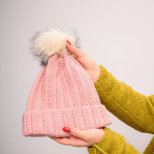 Εικόνα της Πλεκτός σκούφος ροζ