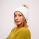Picture of Crochet beanie white faux fur pom