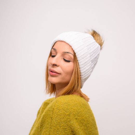 Εικόνα της Πλεκτός σκούφος άσπρος