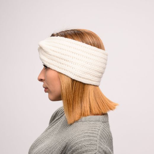 Picture of Handmade wide crochet twist headband in ivory
