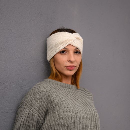 Picture of Handmade wide crochet twist headband in ivory