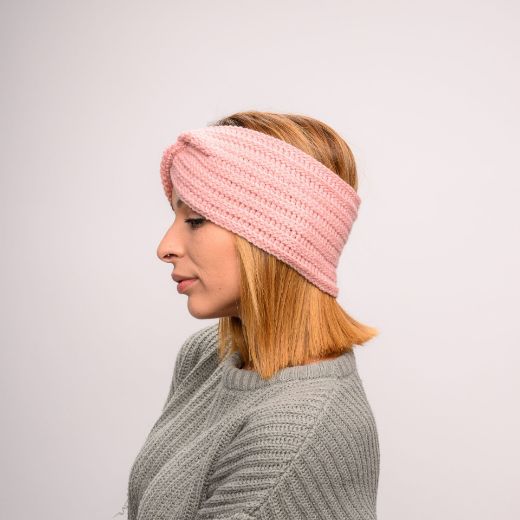 Picture of Handmade wide crochet twist headband in pale pink
