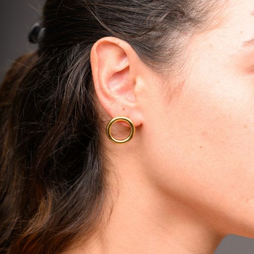 gold circle stud earrings for women