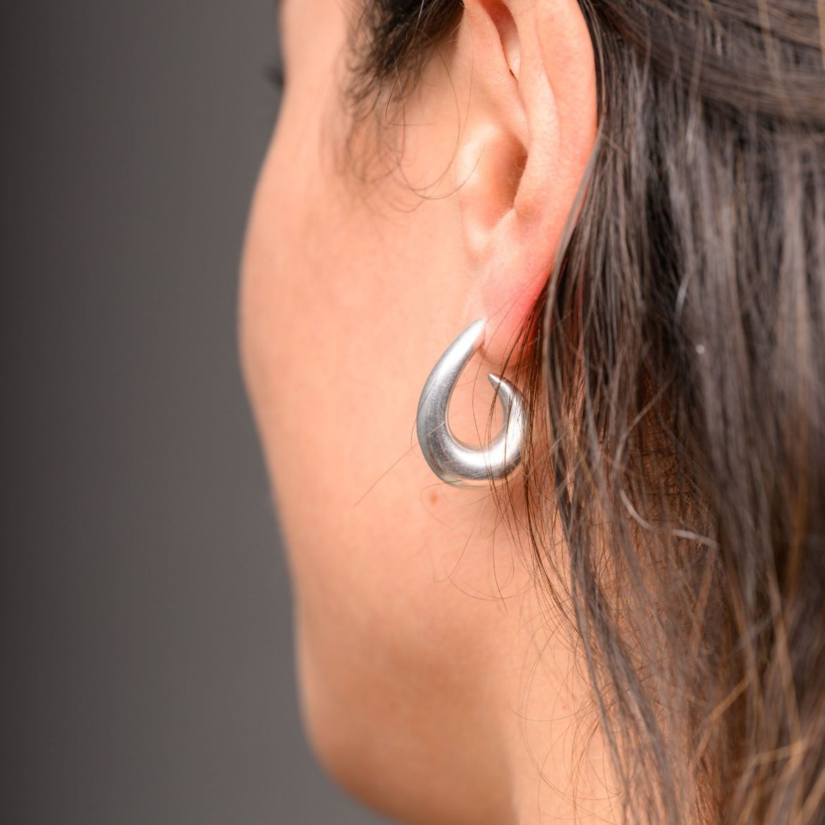 Picture of Modern silver open hoop earrings