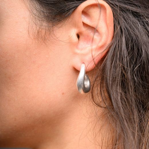 Picture of Modern silver open hoop earrings