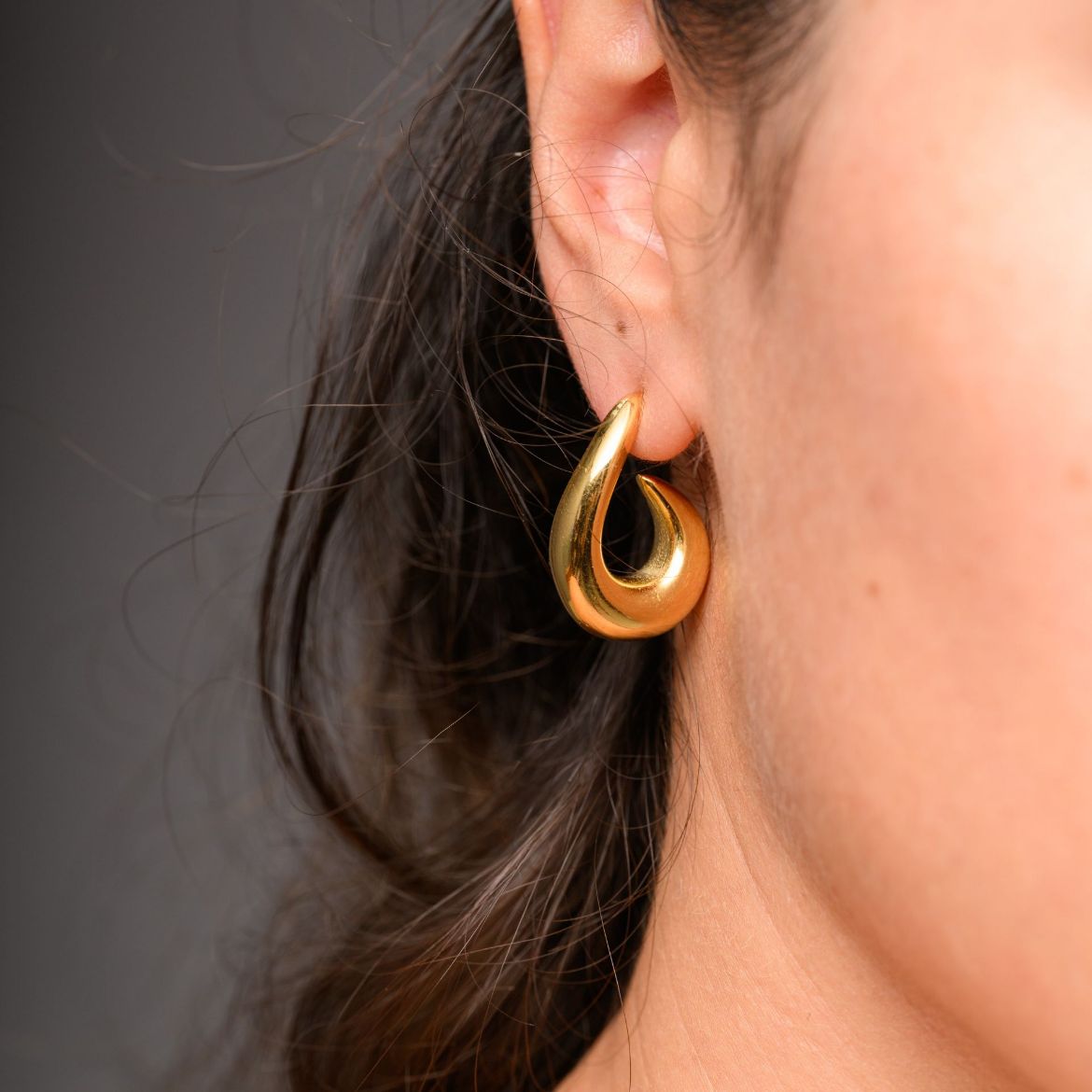 Nerise gold plated sculptural hoop earrings