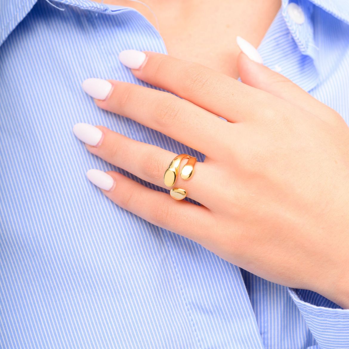 Women's 24k gold plated adjustable branch ring