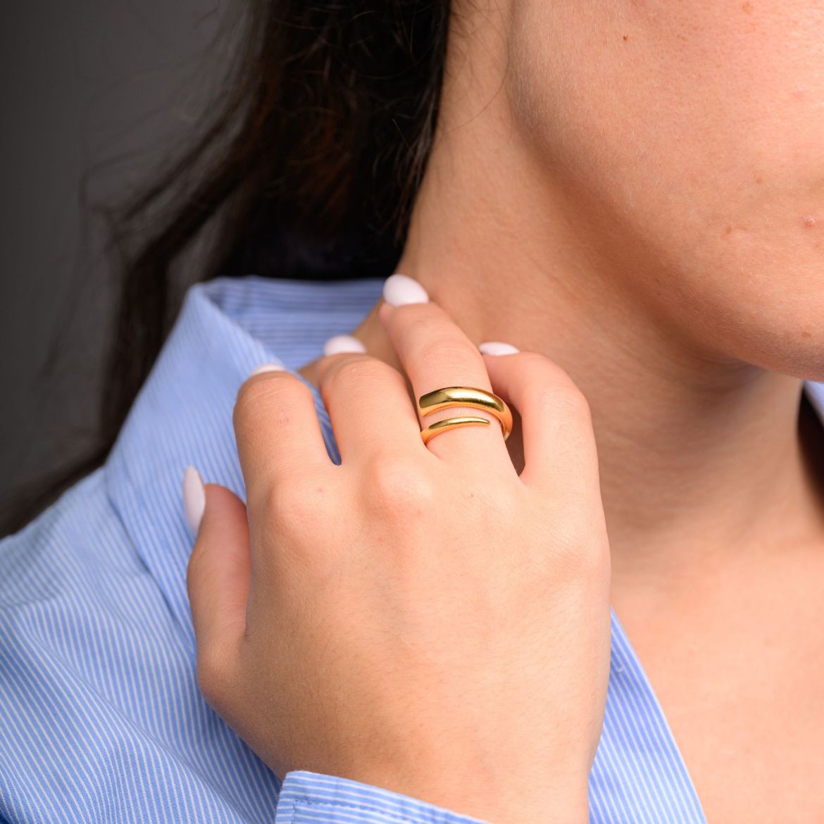 Women's 24k gold plated adjustable twisted ring