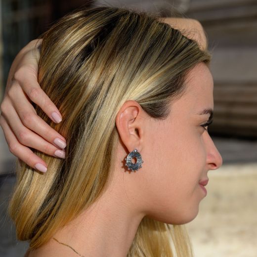 silver ethnic stud earrings for women