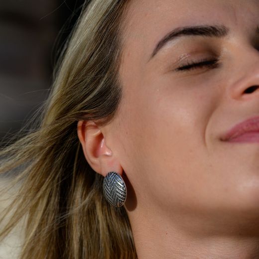 silver textured dome studs for women