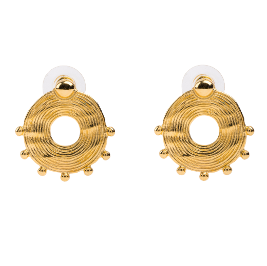 Εικόνα της Σκουλαρίκια έθνικ με μεγάλες γράνες με καρφί τιτανί επίχρυσα