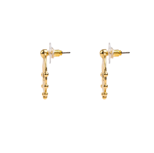 Εικόνα της Σκουλαρίκια έθνικ με μεγάλες γράνες με καρφί τιτανί επίχρυσα