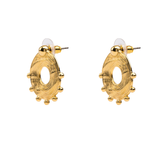 Εικόνα της Σκουλαρίκια έθνικ με μεγάλες γράνες με καρφί τιτανί επίχρυσα