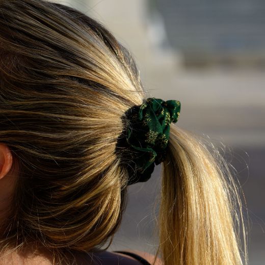 Εικόνα της Χριστουγεννιάτικο λαστιχάκι μαλλιών scrunchie πράσινο