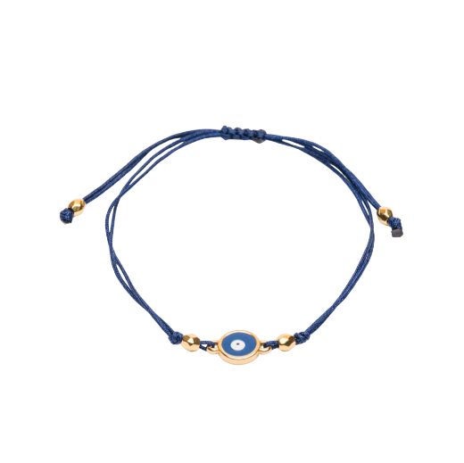 Picture of 24k gold plated round blue evil eye bracelet