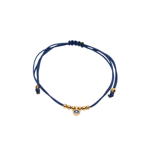 Picture of 24k gold plated small round evil eye bead bracelet