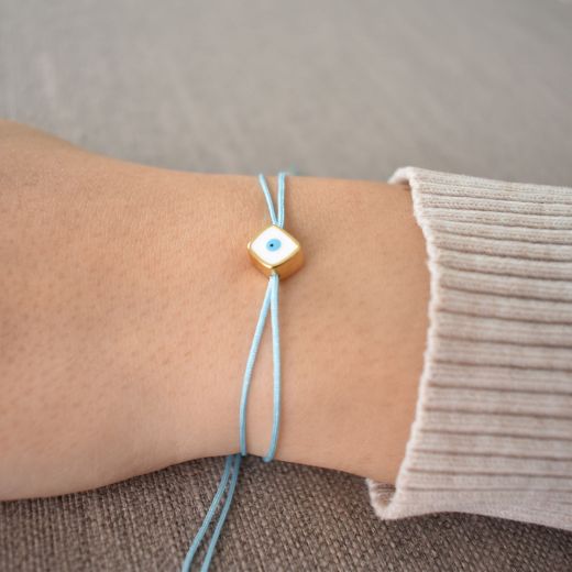 Picture of 24k gold plated white square evil eye bracelet