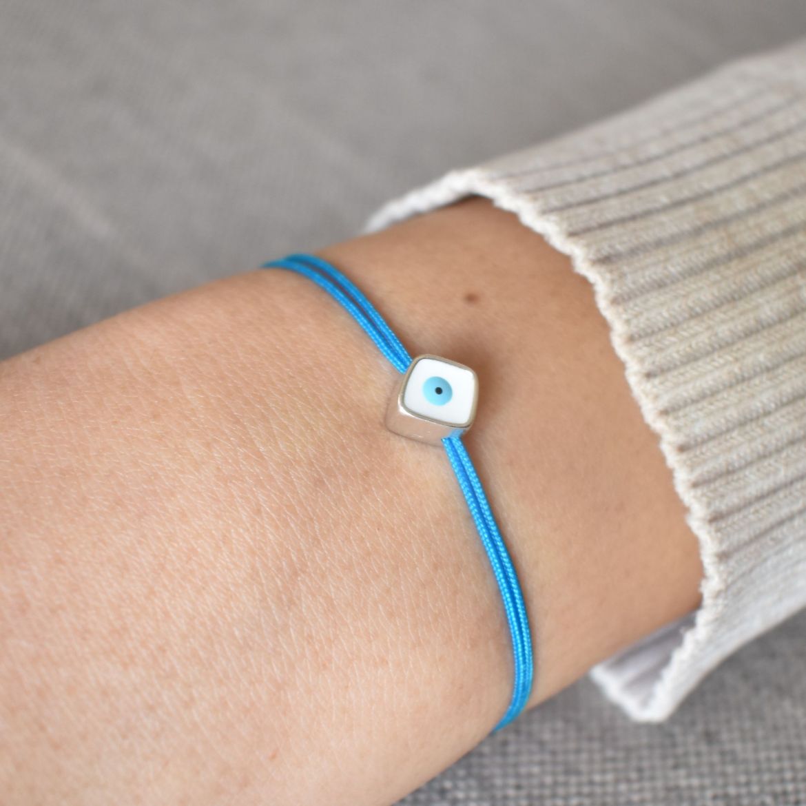 Picture of Silver plated square evil eye bracelet