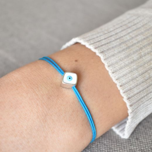 Picture of Silver plated square evil eye bracelet