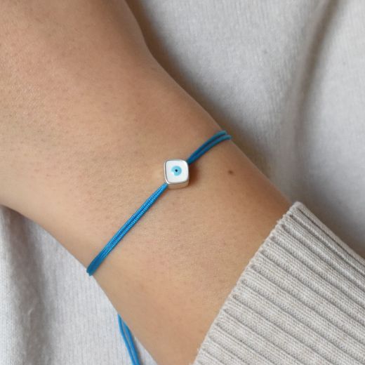 Picture of Silver plated square evil eye bracelet