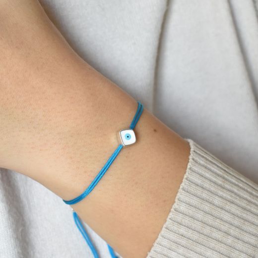 Picture of Silver plated square evil eye bracelet