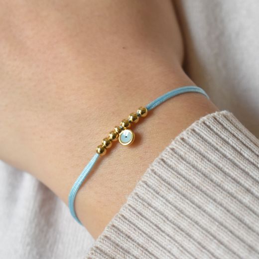Picture of Greek evil eye bracelet 24k gold plated