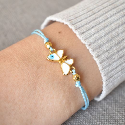 Picture of Turkish eye gold bracelet butterfly
