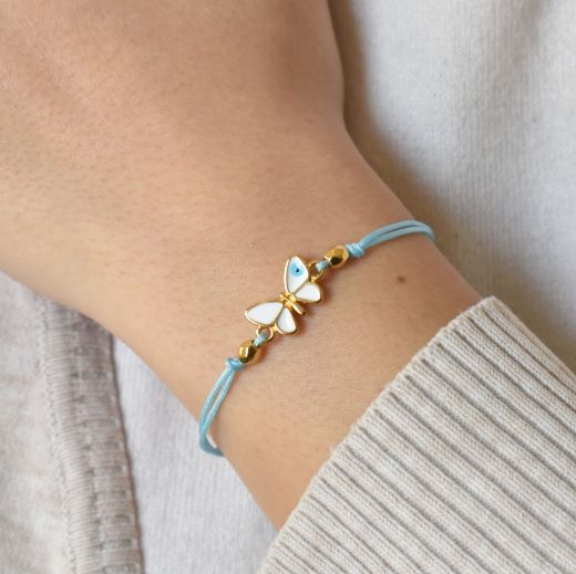Picture of Turkish eye gold bracelet butterfly