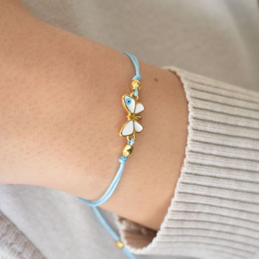 Picture of Turkish eye gold bracelet butterfly