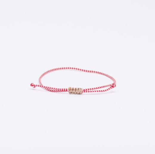 Red & white March bracelet – minimal martis cord wrist accessory