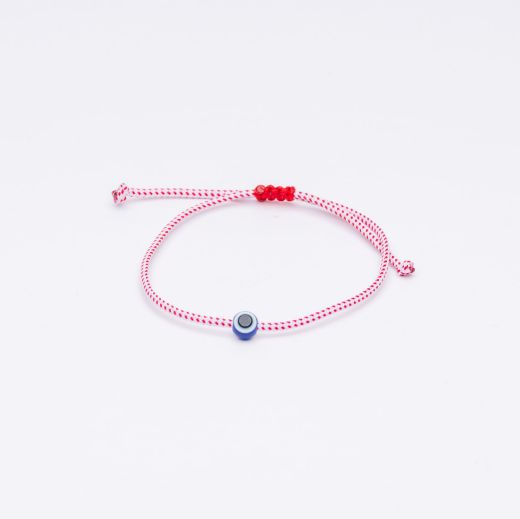 Set of 10 march bracelets red-white cord with evil eye bead – greek martaki spring tradition