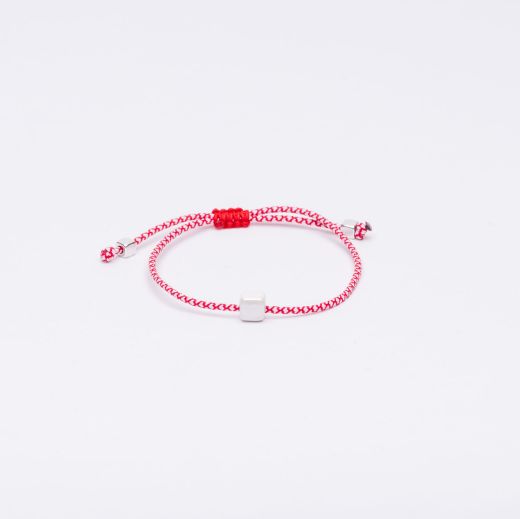 March bracelet with ceramic bead – red-white cord Greek martis spring bracelet