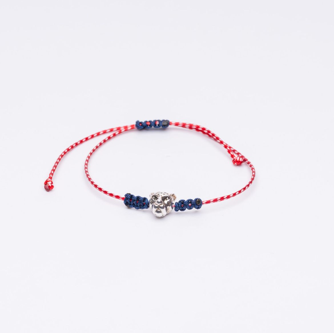 Tiger martis bracelet red-white cord – minimal Greek martaki spring bracelet