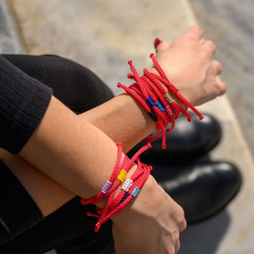 Minimal red-white cord martis bracelet – simple Greek spring accessory