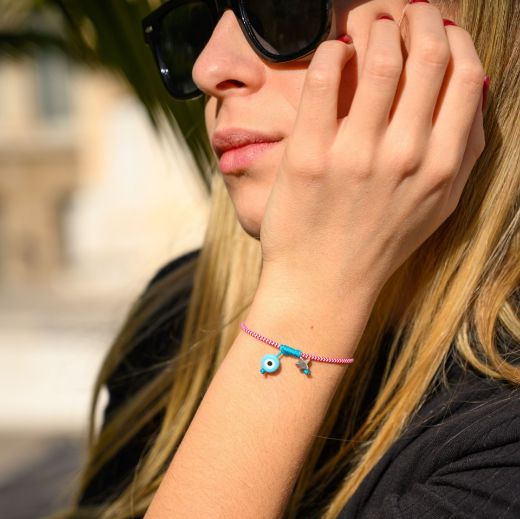 Minimal march bracelet with star charm – greek martaki red & white cord