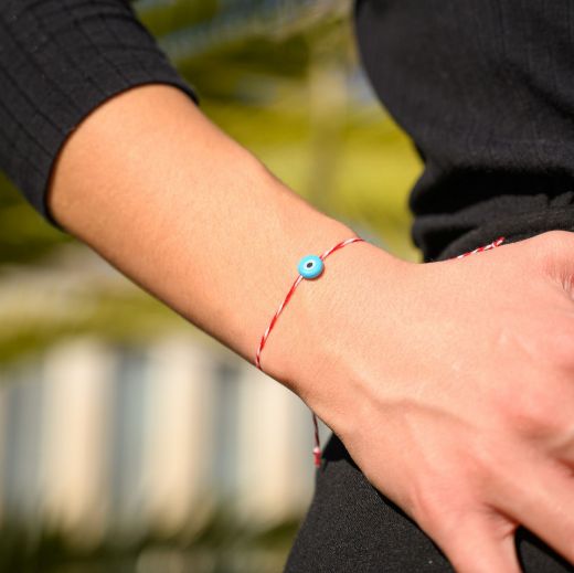 Evil eye martisor bracelet red & white – simple martakia bracelet