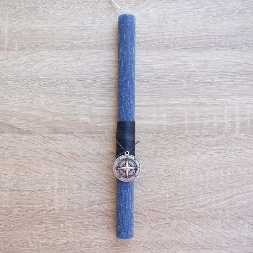 man’s orthodox easter candle with compass detail