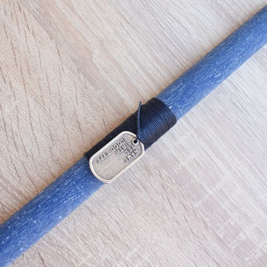 man’s easter orthodox candles with metal identity tag