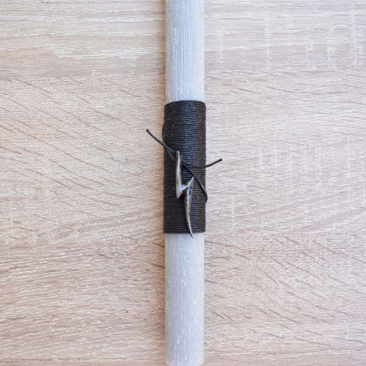 man's orthodox easter candle with lightning detail