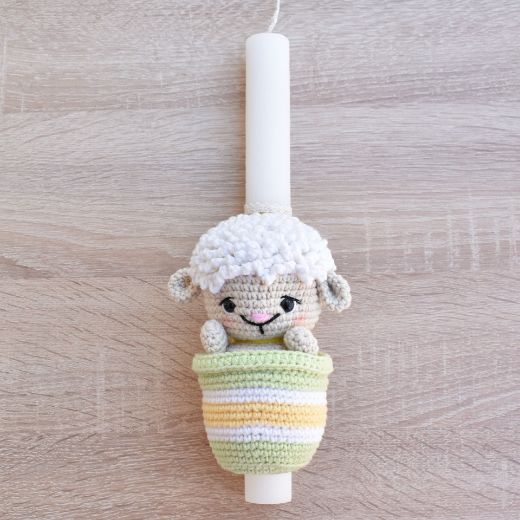 Picture of Easter candle sheep green