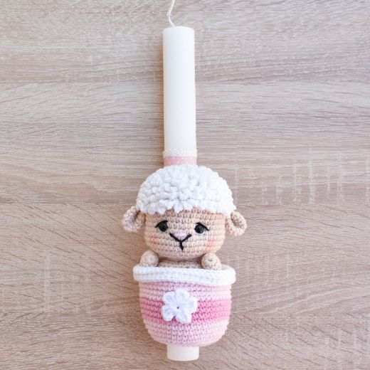 Picture of Easter candle sheep pink