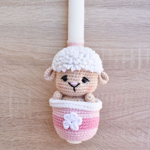 Picture of Easter candle sheep pink