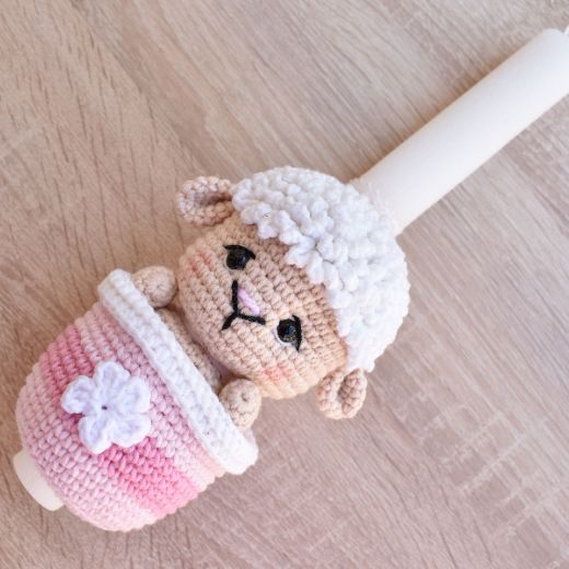 Picture of Easter candle sheep pink