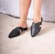 black leather mules women flat