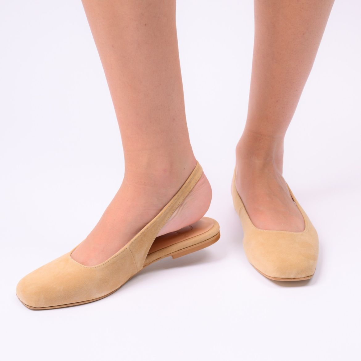 beige suede ballerina flats women