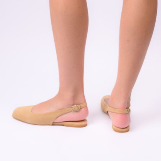 Εικόνα της Μπαλαρίνες γυναικείες μπεζ σουέντ