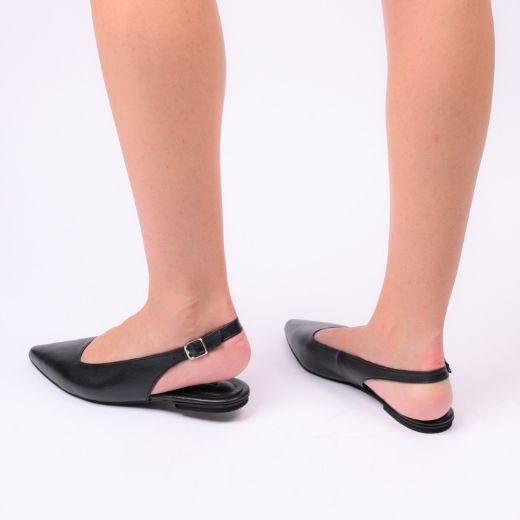 black leather ballerina shoes women