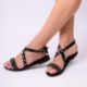 Picture of Handmade woman leather sandals black  x- cross