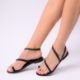Picture of Handmade woman black leather sandals  with pearls