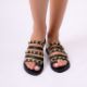 Picture of Handmade black woman leather sandals with studs